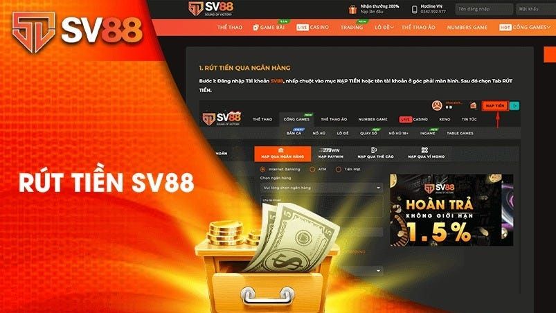 Hướng dẫn cách rút tiền SV88 vừa nhanh vừa an toàn